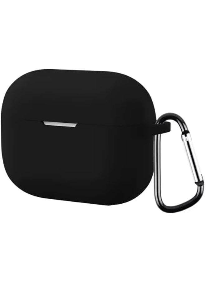 جراب سيليكون لسماعات هواوي فري بودز SE 4 ANC مع خطاف تعليق، غطاء واقٍ مقاوم للصدمات، لون أسود سادة.